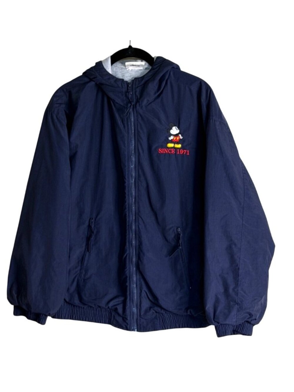Walt Disney World  "Since 1971" Hooded Windbreaker Jacket Navy Gray Lined Size M